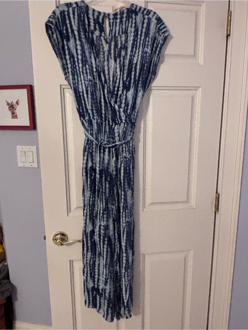 Vanilla Star Blue Tie-Dye Jumpsuit with Waist Tie
